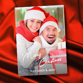 Cartão De Festividades Feliz Natal Elegante - Script 2 Side Design