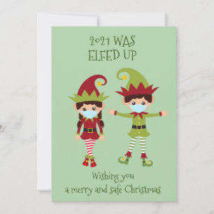 Cartão De Festividades Feliz Natal Elfed Up Máscara Divertida 2021
