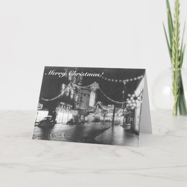 Cartão De Festividades Feliz Natal em alemão, Black and White Photo 1950 (Frente)