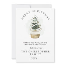 Feliz Natal em Aquarela Branca e Verde