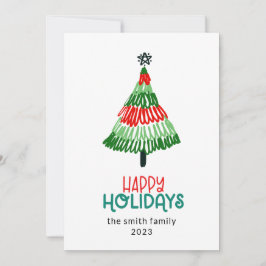 Cartão De Festividades Feliz Natal em árvore colorida