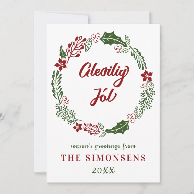 Cartão De Festividades Feliz Natal em Faroese, Personalizado (Frente)