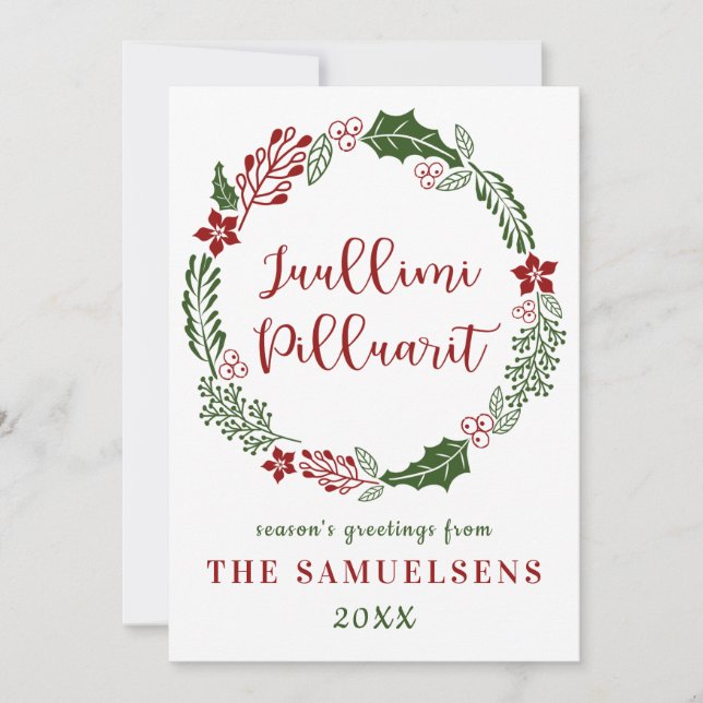 Cartão De Festividades Feliz Natal em groenlandês, Personalizado (Frente)