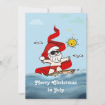 Cartão De Festividades Feliz Natal Em Julho Surfando Papai Noel<br><div class="desc">Procurando uma maneira nova e excitante de expressar seus desejos de feriado nesta temporada? Não vejam mais do que o nosso Feliz Natal em Papais noeis de julho no Cartão de Férias de Surfe! Este cartão inteligente e brincalhão captura o espírito das férias de verão e combina-o perfeitamente com os...</div>