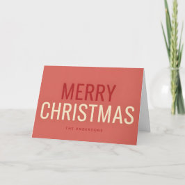 Cartão De Festividades Feliz Natal em Letra Cursiva Escandinava Retro