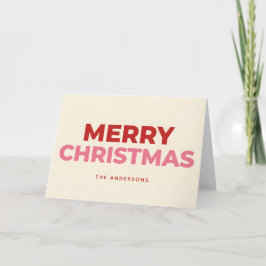 Cartão De Festividades Feliz Natal em Letra de Duas Cores Retro