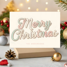 Feliz Natal em Letra de Pastel Retro