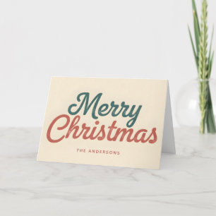 Cartão De Festividades Feliz Natal em Letra Moderna de Meados do Século