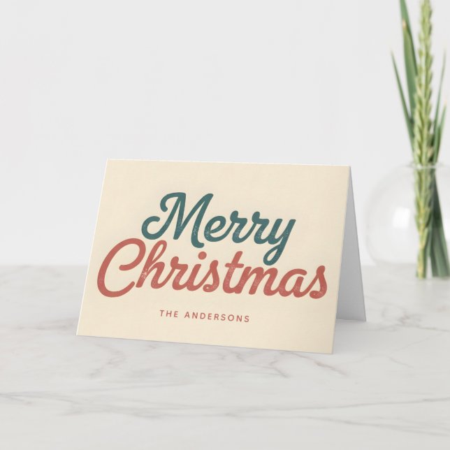 Cartão De Festividades Feliz Natal em Letra Moderna de Meados do Século (Frente)