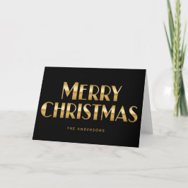 Cartão De Festividades Feliz Natal em Letra Script Retro Art Déco