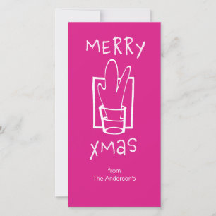 Cartão De Festividades Feliz Natal em Rosa