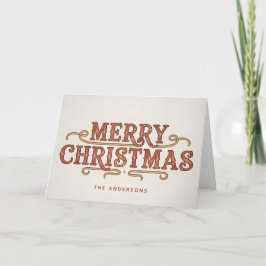 Cartão De Festividades Feliz Natal em Roteiro Retro Ocidental