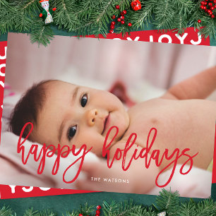 Cartão De Festividades Feliz Natal em Rotulo Vermelho Foto de Natal