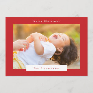 Cartão De Festividades Feliz Natal em texto vermelho e branco foto