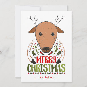 Cartão De Festividades Feliz Natal Engraçado, Deer Custom Name Deseja