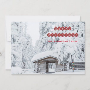 Cartão De Festividades Feliz Natal - Entrada de Cabine de Log na Finlând