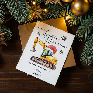 Cartão De Festividades Feliz Natal Escavando