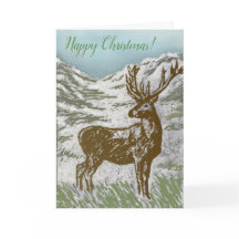 Feliz Natal Escocês Deer Snowy Glen Linocut