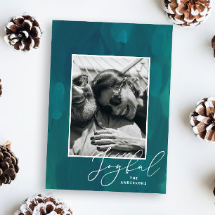 Cartão De Festividades Feliz Natal. Escova de óleo verde-abstrato moderno