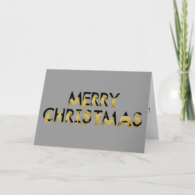 Cartão De Festividades Feliz Natal escrito em pôneis! (Frente)