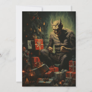 Cartão De Festividades Feliz Natal Espantalho Horror Diabo Papai Noel