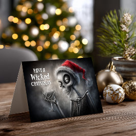 Cartão De Festividades Feliz Natal Esqueleto Papai Noel