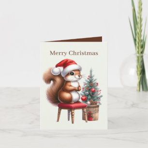 Cartão De Festividades Feliz Natal esquilo adicionar mensagem