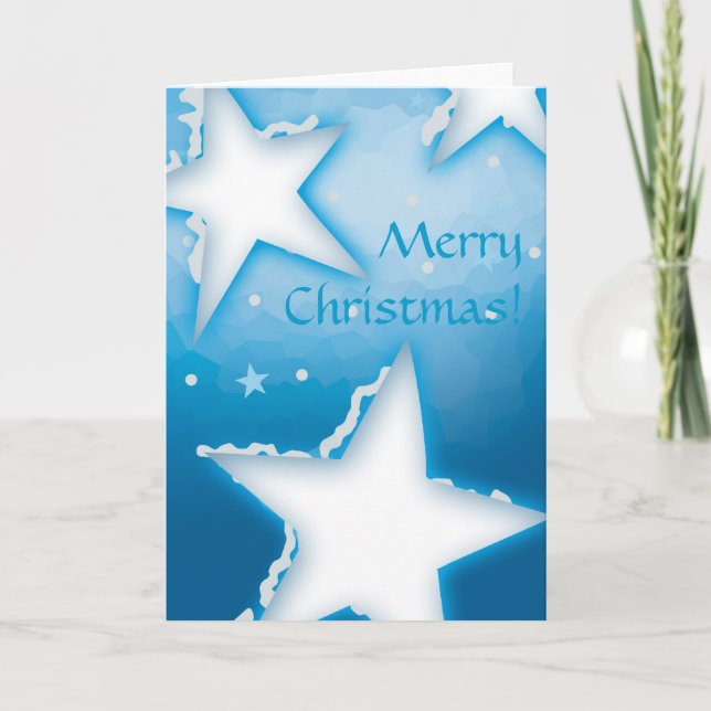 Cartão De Festividades Feliz Natal | Estrelas de Neve (Frente)