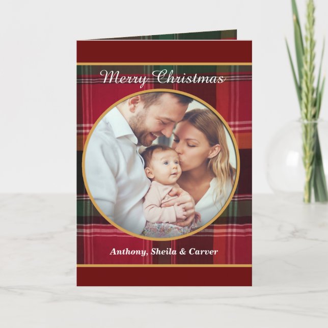 Cartão De Festividades Feliz Natal Família de Fotos Feliz (Frente)