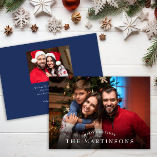 Cartão De Festividades Feliz Natal Família Foto Elegante Natal