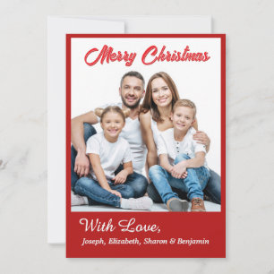 Cartão De Festividades Feliz Natal Família Foto Moderno Vermelho