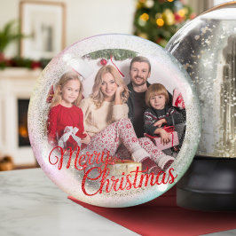 Cartão De Festividades Feliz Natal Família Foto Personalizada Globo de Ne