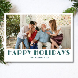 Cartão De Festividades Feliz Natal Família Foto Transformativa Teal
