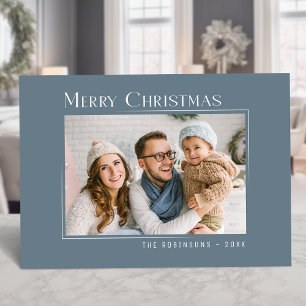 Cartão De Festividades Feliz Natal Família Moderna Foto Elegante Simples