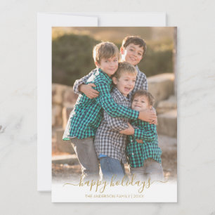 Cartão De Festividades Feliz Natal Faux Dourado Script Foto de Natal