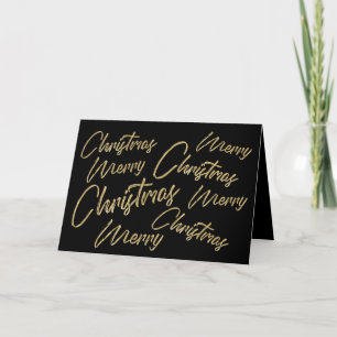 Cartão De Festividades Feliz Natal Faux Gold Foil e Preto