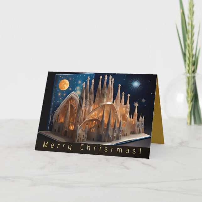 Cartão De Festividades Feliz Natal Faux Pop-up Sagrada Família GC (Frente)