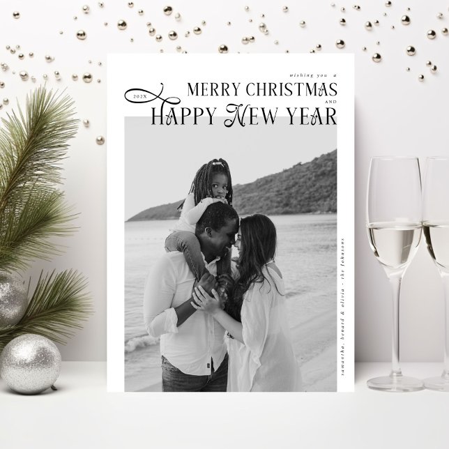 Cartão De Festividades Feliz Natal Feliz Ano Novo Família 4 Fotos (Criador carregado)