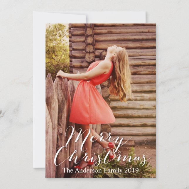 Cartão De Festividades Feliz Natal Feliz Brilhante Adicione Sua Própria F (Frente)