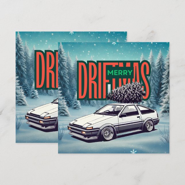 Cartão De Festividades (Feliz Natal) Feliz Driftmas - Hachiroku (Frente/Verso)