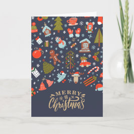 Cartão De Festividades Feliz Natal Feliz e Bonito Personalizado no invern