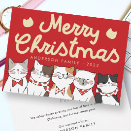 Cartão De Festividades Feliz Natal Feliz Gatos Bonitos Carrinhos