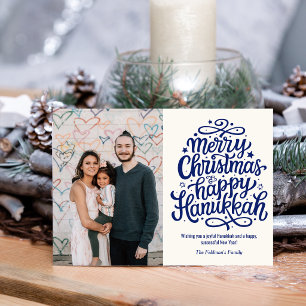 Cartão De Festividades Feliz Natal Feliz Hanukkah Foto da Família