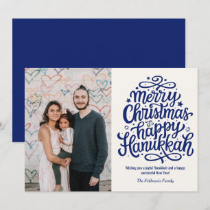 Cartão De Festividades Feliz Natal Feliz Hanukkah Foto da Família