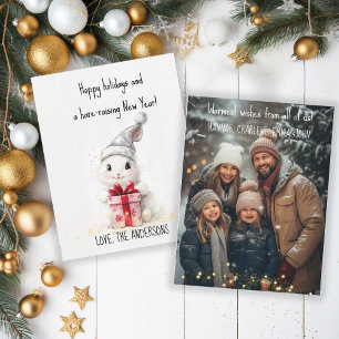 Cartão De Festividades Feliz Natal Feriados Foto do Rabbit de inverno