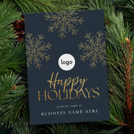 Cartão De Festividades Feliz Natal Feriados Modernos e Dourados Flocos de