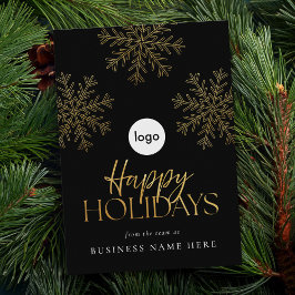 Cartão De Festividades Feliz Natal Feriados Modernos e Dourados Flocos de