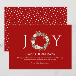 Cartão De Festividades Feliz Natal Feriados Watercolor Wreath Red & White