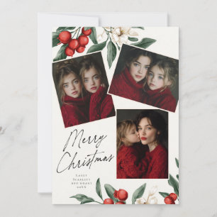 Cartão De Festividades Feliz Natal Férias Botânicas 3 foto