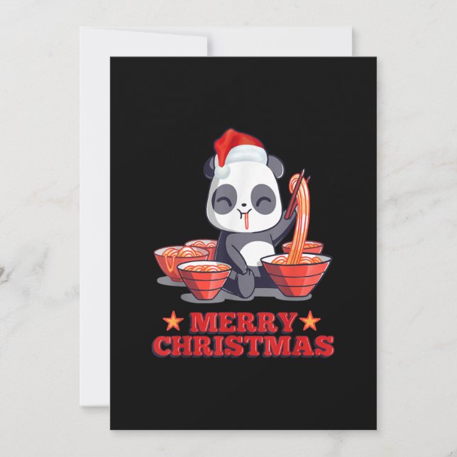 Cartão De Festividades Feliz Natal - Fingente Ramen Panda Noodles Japones (Frente)